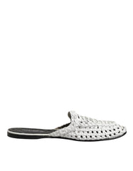 Dolce & Gabbana White Woven Slides MULES Men Sandals Shoes