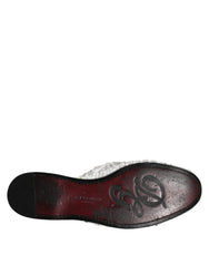 Dolce & Gabbana White Woven Slides MULES Men Sandals Shoes