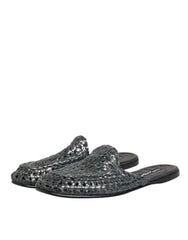 Dolce & Gabbana Blue Woven Slides MULES Men Sandals Shoes