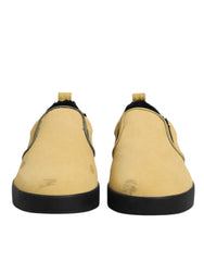 Dolce & Gabbana Yellow Cotton Low Top Slip On Sneakers Shoes