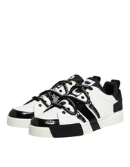Dolce & Gabbana White Leather Logo Portofino Sneakers Shoes