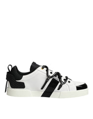 Dolce & Gabbana White Leather Logo Portofino Sneakers Shoes