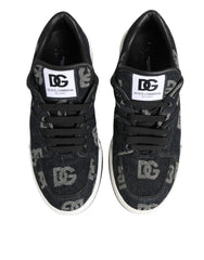 Dolce & Gabbana Blue Cotton Denim Logo Low Top Sneakers Shoes