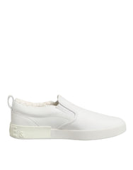 Dolce & Gabbana White Leather Low Top Slip On Sneakers Shoes