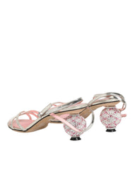 Dolce & Gabbana Pink Embellished Leather Ball-Heel Sandals  Shoes