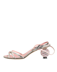 Dolce & Gabbana Pink Embellished Leather Ball-Heel Sandals  Shoes
