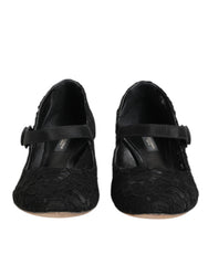 Dolce & Gabbana Black Vally Taormina Floral Lace Pumps Shoes