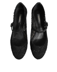 Dolce & Gabbana Black Vally Taormina Floral Lace Pumps Shoes