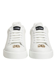 Dolce & Gabbana White DG Leather Low Top Sneakers Shoes