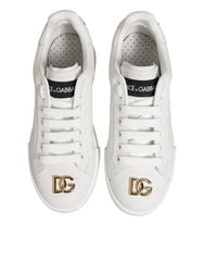 Dolce & Gabbana White DG Leather Low Top Sneakers Shoes