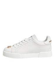 Dolce & Gabbana White DG Leather Low Top Sneakers Shoes