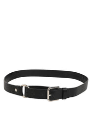 Dolce & Gabbana Black Leather Classic Metal Logo Buckle Belt