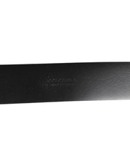 Dolce & Gabbana Black Leather Side Rings Brass Buckle Belt