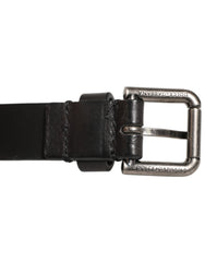 Dolce & Gabbana Black Double Strap Leather Silver Buckle Belt