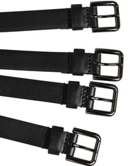 Dolce & Gabbana Black Leather 4-Strap Metal Multi-Buckle Belt