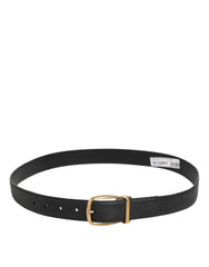Dolce & Gabbana Black Leather Classic Metal Logo Buckle Belt