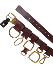 Dolce & Gabbana Brown Key Ring Clip Attachments Buckle Belt