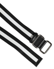 Dolce & Gabbana Black White Striped Metal Buckle Men Belt
