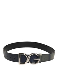 Dolce & Gabbana Black Classic Silver Metal DG Logo Buckle Belt
