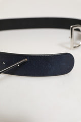 Dolce & Gabbana Black Classic Silver Metal DG Logo Buckle Belt