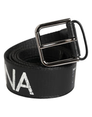 Dolce & Gabbana Black White Printed Metal Logo Buckle Belt