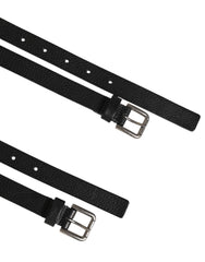 Dolce & Gabbana Black Double Strap Leather Gold Buckle Belt