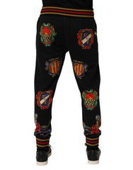Dolce & Gabbana Black Baroque Crest Logo Men Trackpants Pants