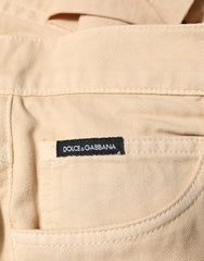 Dolce & Gabbana Beige Cotton Skinny Regular Men Denim Jeans