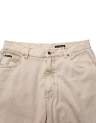 Dolce & Gabbana Beige Cotton Straight Denim Trouser Jeans