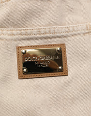 Dolce & Gabbana Beige Cotton Straight Denim Trouser Jeans