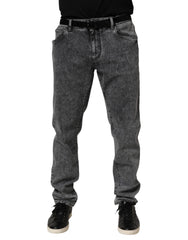 Dolce & Gabbana Gray Cotton Slim Fit Denim Trouser Jeans