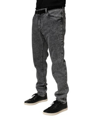 Dolce & Gabbana Gray Cotton Slim Fit Denim Trouser Jeans