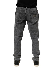 Dolce & Gabbana Gray Cotton Slim Fit Denim Trouser Jeans