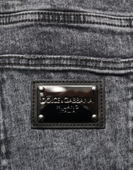 Dolce & Gabbana Gray Cotton Slim Fit Denim Trouser Jeans