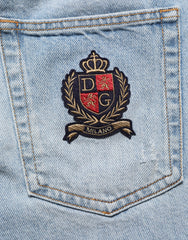 Dolce & Gabbana Blue Cotton Distressed Denim Bermuda  Shorts