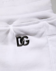 Dolce & Gabbana White Cotton Ripped Bermuda Sweatpants Shorts