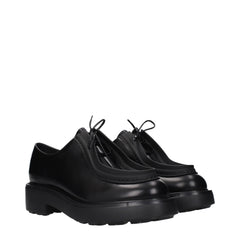 Prada Black Leather Oxfords And Derbies