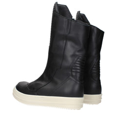Rick Owens Black Leather Ankle Boots