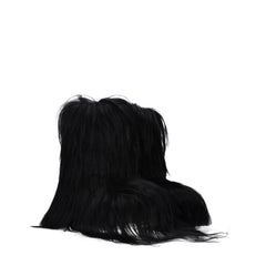 Rick Owens Black Fur Ankle Boots