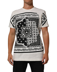 Dolce & Gabbana White Cotton Logo Bandana Print Men T-shirt