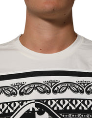 Dolce & Gabbana White Cotton Logo Bandana Print Men T-shirt