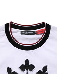 Dolce & Gabbana White Cotton Crown King Embroidery T-shirt