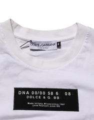 Dolce & Gabbana White Cotton Logo Print Crew Neck Men T-shirt