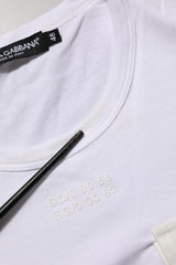 Dolce & Gabbana White Cotton Pocket Crew Neck Men Tee T-shirt
