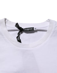 Dolce & Gabbana White Cotton Logo Print Crew Neck T-shirt