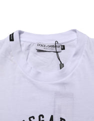 Dolce & Gabbana White Cotton Logo Print Crew Neck T-shirt