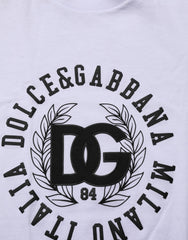 Dolce & Gabbana White Cotton Logo Print Crew Neck T-shirt