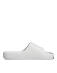 Dolce & Gabbana White Logo Slides Sandals Men Beachwear Shoes