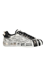 Dolce & Gabbana Black White Studded Low Top Sneakers Shoes