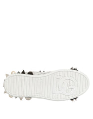 Dolce & Gabbana Black White Studded Low Top Sneakers Shoes